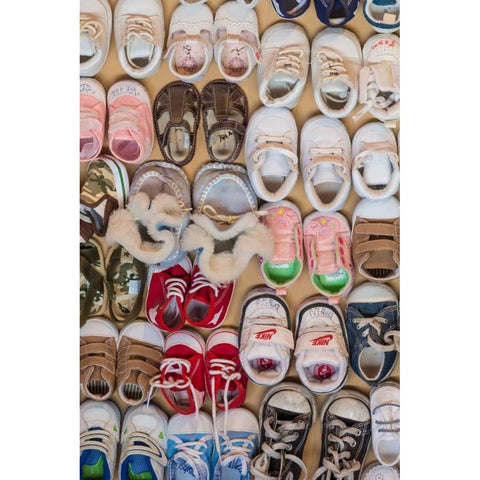 Baby Shoes II White Modern Wood Framed Art Print by Mahan, Kathy