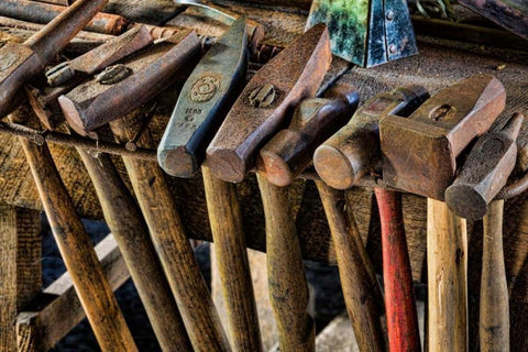 Blacksmith Shop II White Modern Wood Framed Art Print with Double Matting by Mahan, Kathy