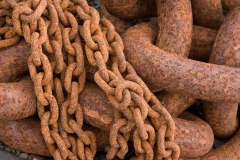 Maritime Chain II White Modern Wood Framed Art Print with Double Matting by Mahan, Kathy