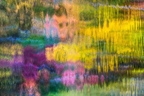 Colorful Reflections V White Modern Wood Framed Art Print with Double Matting by Mahan, Kathy