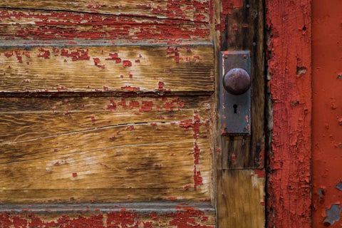 Weathered Door I White Modern Wood Framed Art Print with Double Matting by Mahan, Kathy