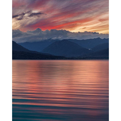 Salish Sea Sunset White Modern Wood Framed Art Print by Mahan, Kathy