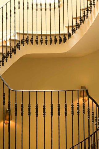 Taking the Stairs I White Modern Wood Framed Art Print with Double Matting by Millet, Karyn