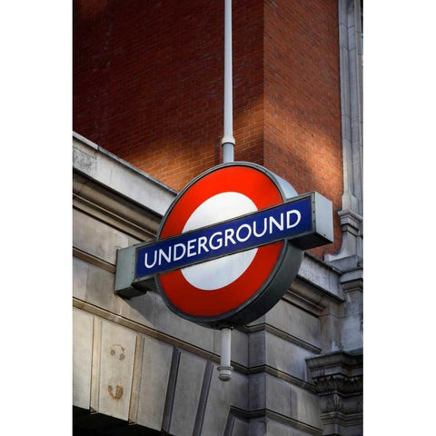 London Underground Black Modern Wood Framed Art Print with Double Matting by Millet, Karyn