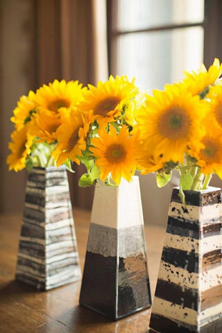 Sunflower Bouquets White Modern Wood Framed Art Print with Double Matting by Millet, Karyn