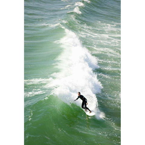 Surfing Black Modern Wood Framed Art Print with Double Matting by Millet, Karyn