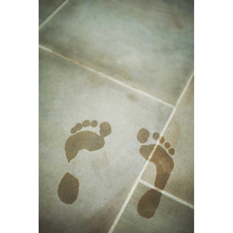 Footprints Black Modern Wood Framed Art Print with Double Matting by Millet, Karyn