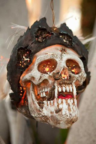 Pirate Skull White Modern Wood Framed Art Print with Double Matting by Millet, Karyn