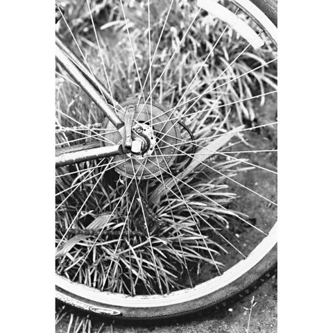 Bike Spoke Black Modern Wood Framed Art Print with Double Matting by Millet, Karyn