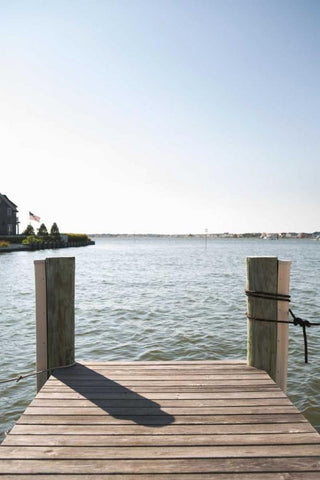 Dock View I White Modern Wood Framed Art Print with Double Matting by Millet, Karyn