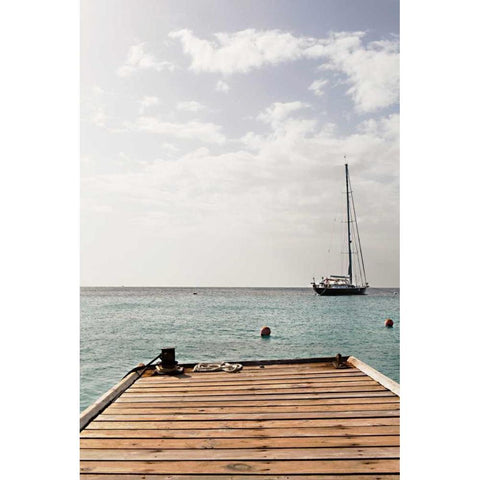 Dock View II White Modern Wood Framed Art Print by Millet, Karyn
