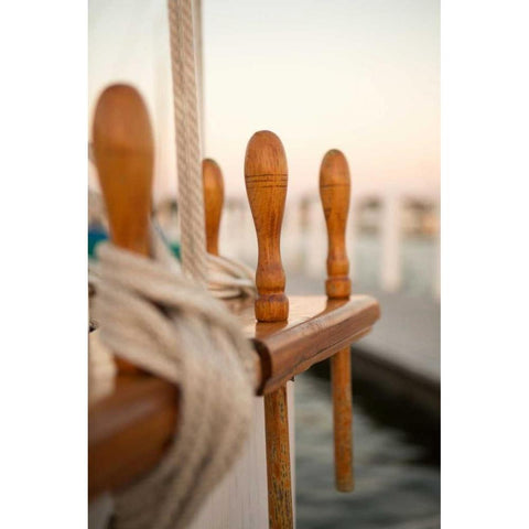 Boat Ties Black Modern Wood Framed Art Print with Double Matting by Millet, Karyn