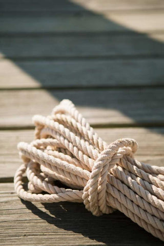 Boat Rope White Modern Wood Framed Art Print with Double Matting by Millet, Karyn