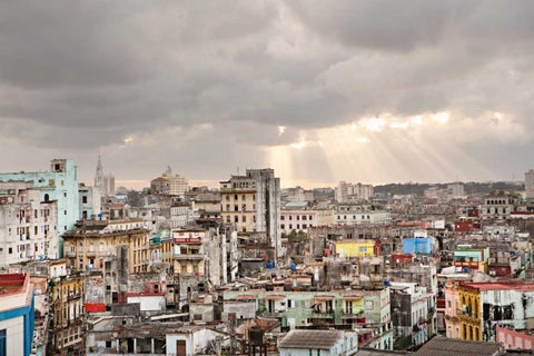 Cuban Skyline I White Modern Wood Framed Art Print with Double Matting by Millet, Karyn