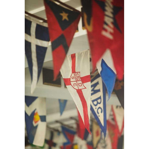 Yacht Club Flags I White Modern Wood Framed Art Print by Millet, Karyn