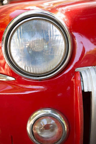 Red Car in Cuba I White Modern Wood Framed Art Print with Double Matting by Millet, Karyn