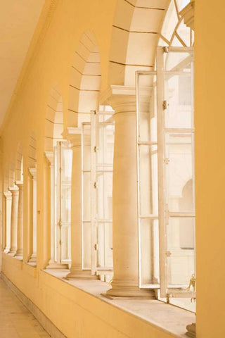 Columns in Cuba White Modern Wood Framed Art Print with Double Matting by Millet, Karyn