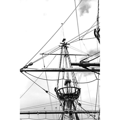 Sail Lines and Angles BandW White Modern Wood Framed Art Print by Millet, Karyn