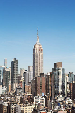 New York Cityscape White Modern Wood Framed Art Print with Double Matting by Millet, Karyn