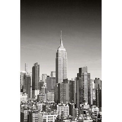 New York Cityscape BandW Black Modern Wood Framed Art Print with Double Matting by Millet, Karyn