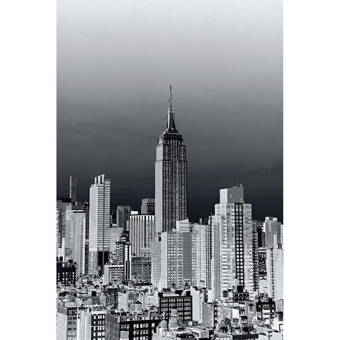 New York Cityscape Negative BandW White Modern Wood Framed Art Print by Millet, Karyn