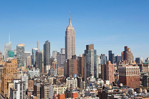 New York Cityscape II White Modern Wood Framed Art Print with Double Matting by Millet, Karyn