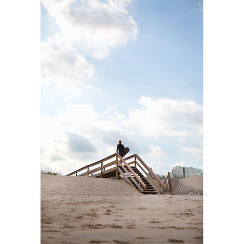 Sandy Stairs White Modern Wood Framed Art Print by Millet, Karyn