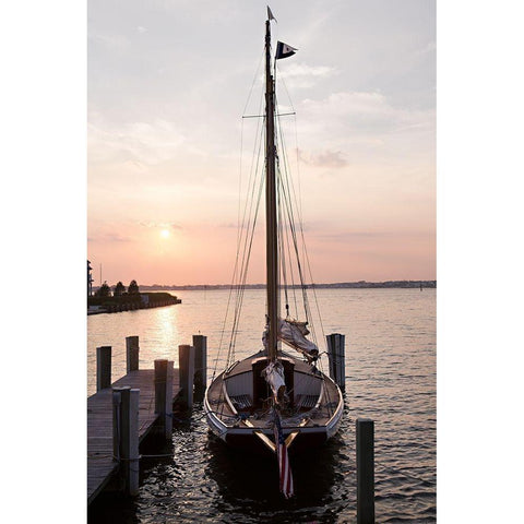 Sailing Silhouette at Sunset Gold Ornate Wood Framed Art Print with Double Matting by Millet, Karyn