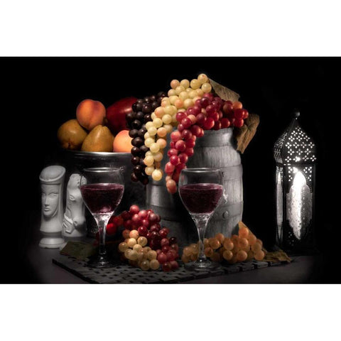 Wine and Fruit Black Modern Wood Framed Art Print with Double Matting by McNemar, C. Thomas