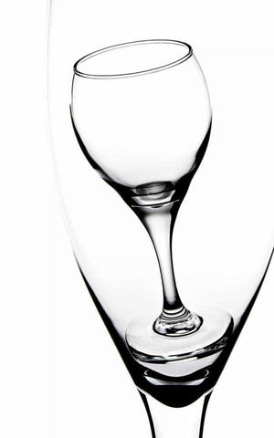 Graphic Wine Glasses White Modern Wood Framed Art Print with Double Matting by McNemar, C. Thomas