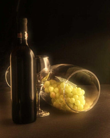 Glass of Grapes White Modern Wood Framed Art Print with Double Matting by McNemar, C. Thomas