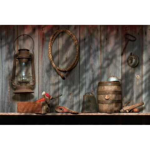 Out in the Barn II Black Modern Wood Framed Art Print with Double Matting by McNemar, C. Thomas