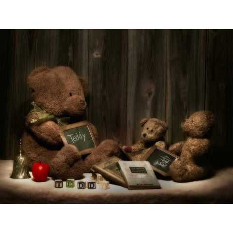 Teddybear School Gold Ornate Wood Framed Art Print with Double Matting by McNemar, C. Thomas