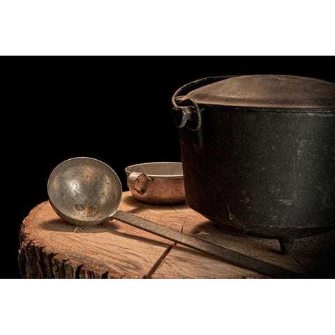 Dutch Oven and Ladle Black Modern Wood Framed Art Print with Double Matting by McNemar, C. Thomas