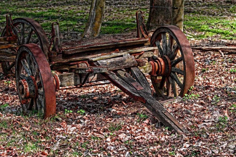 Abandoned Wagon White Modern Wood Framed Art Print with Double Matting by McNemar, C. Thomas