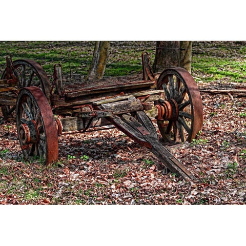 Abandoned Wagon White Modern Wood Framed Art Print by McNemar, C. Thomas