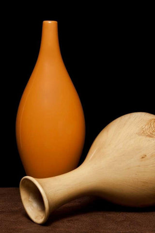 Bud Vases II White Modern Wood Framed Art Print with Double Matting by McNemar, C. Thomas