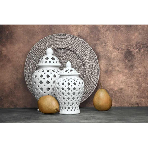 Ginger Jar and Pears II Black Modern Wood Framed Art Print with Double Matting by McNemar, C. Thomas