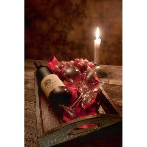 Wine by Candlelight I White Modern Wood Framed Art Print by McNemar, C. Thomas