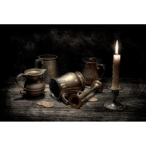 Pewter Still Life I Black Modern Wood Framed Art Print with Double Matting by McNemar, C. Thomas