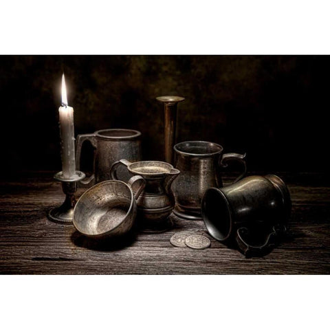 Pewter Still Life II Black Modern Wood Framed Art Print with Double Matting by McNemar, C. Thomas