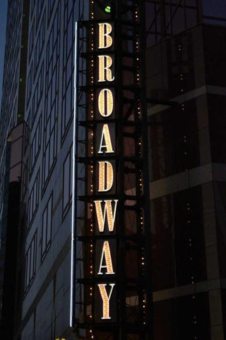 Broadway Sign White Modern Wood Framed Art Print with Double Matting by Moore, Brian