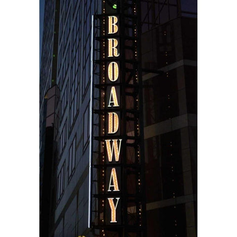 Broadway Sign White Modern Wood Framed Art Print by Moore, Brian