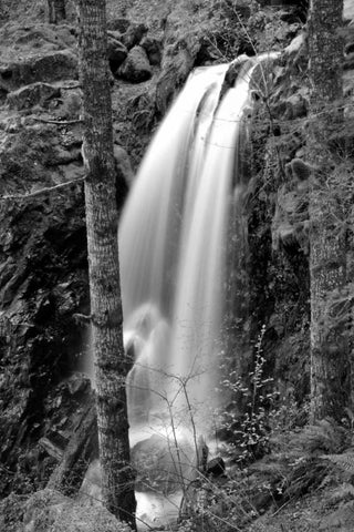 Waterfall I White Modern Wood Framed Art Print with Double Matting by Moore, Brian