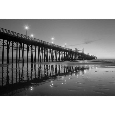 Pier Night II White Modern Wood Framed Art Print by Peterson, Lee