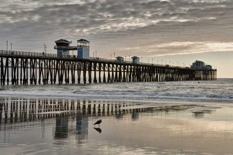 Pier Sunset II Black Ornate Wood Framed Art Print with Double Matting by Peterson, Lee