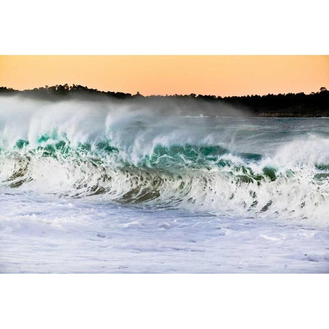 Carmel Waves II Gold Ornate Wood Framed Art Print with Double Matting by Peterson, Lee