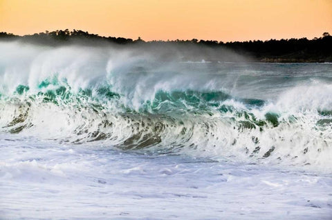 Carmel Waves II White Modern Wood Framed Art Print with Double Matting by Peterson, Lee