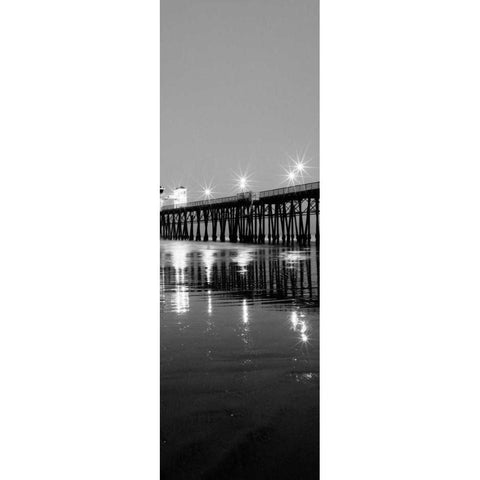 Pier Night Panel I White Modern Wood Framed Art Print by Peterson, Lee