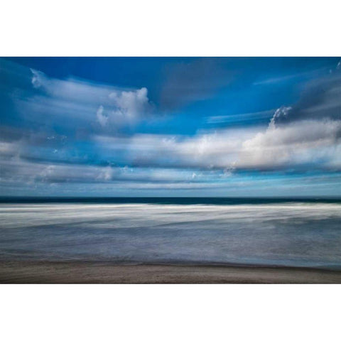 Beach in Motion Black Modern Wood Framed Art Print with Double Matting by Peterson, Lee